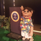 The stage and puppet used in a parody in which Obama, just back from vacation in Hawaii, spoke to the audience of the show.